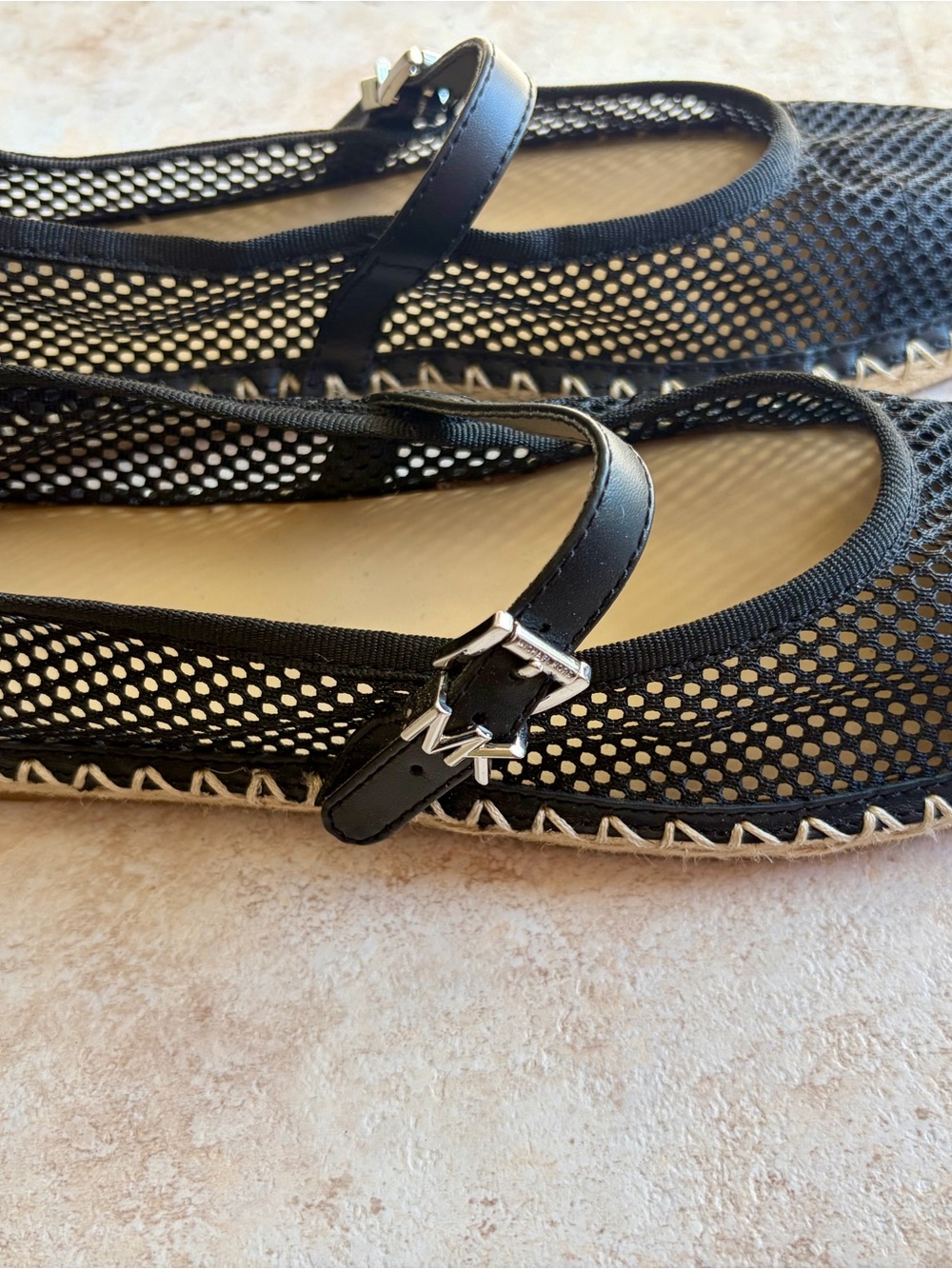 Michael Kors Lynn Mesh Mary Jane Espadrille Flats Black Size 9M